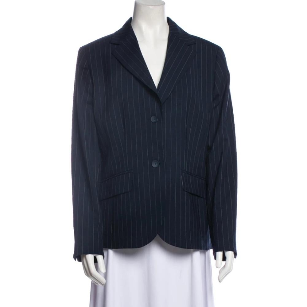 Pendleton Savvy Stretch Wool Stripes Blazer Two Buttons Flap Pockets Academia